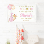 Giraffe Balloons Girl Baby shower Welkomstachtergr Spandoek (Insitu)