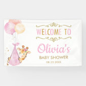 Giraffe Balloons Girl Baby shower Welkomstachtergr Spandoek (Horizontaal)