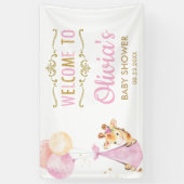 Giraffe Balloons Girl Baby shower Welkomstachtergr Spandoek (Verticaal)