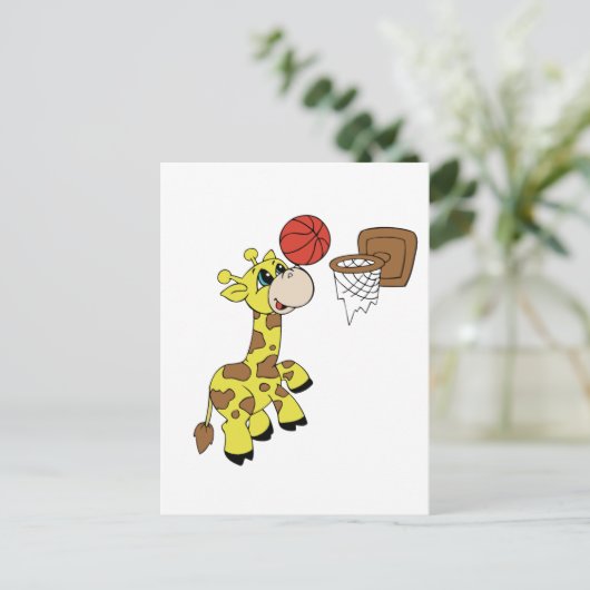 Giraffe Basketball T-shirts en cadeaus Briefkaart (Staand voorkant)