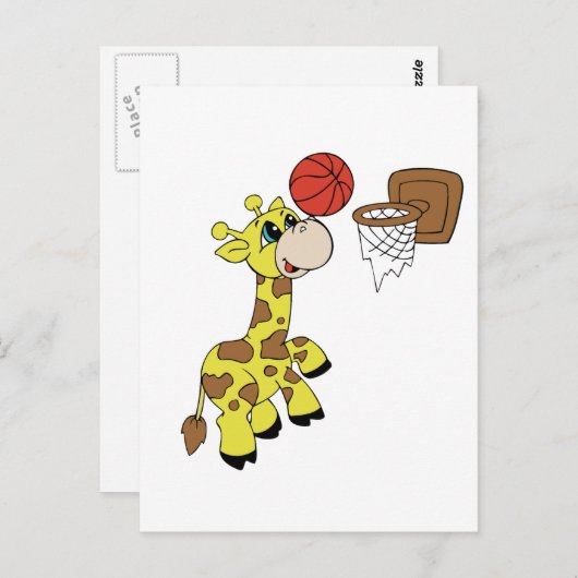 Giraffe Basketball T-shirts en cadeaus Briefkaart (Voorkant / Achterkant)