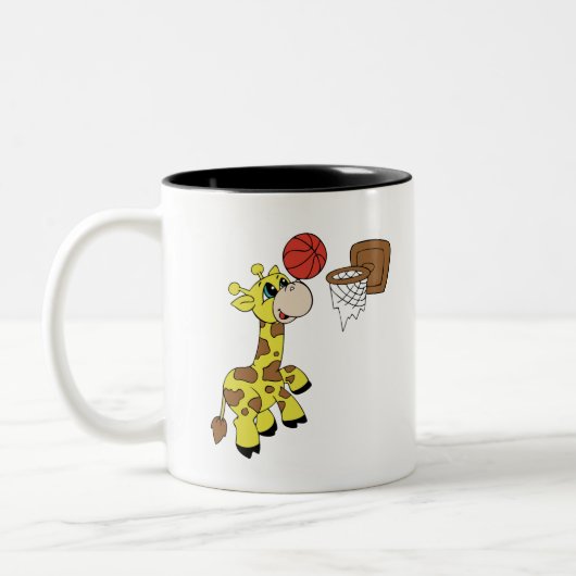 Giraffe Basketball Tweekleurige Koffiemok (Links)