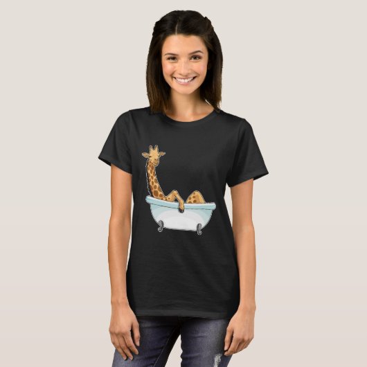 Giraffe Bathe Bathtub T-shirt (Voorkant volledig)