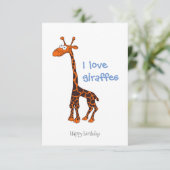 Giraffe Bedankkaart (Staand voorkant)