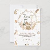 Giraffe & Beer Neutral Boho Baby shower Bedankkaart (Voorkant)