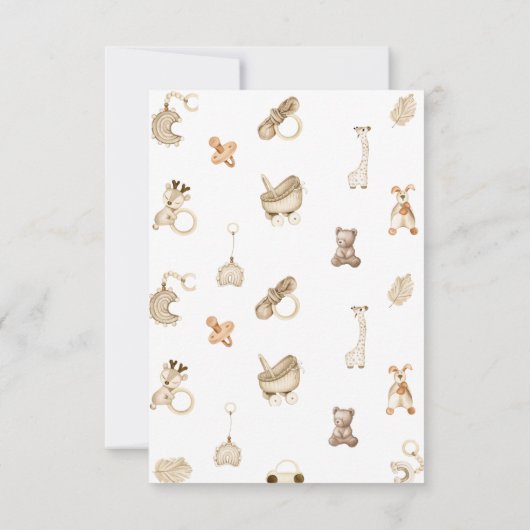 Giraffe & Beer Neutral Boho Baby shower Bedankkaart (Achterkant)