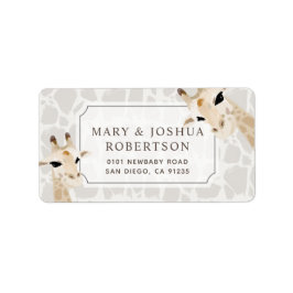 Giraffe Beige Waterverf Baby shower Etiket