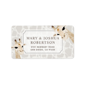 Giraffe Beige Waterverf Baby shower Etiket