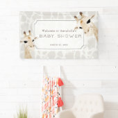 Giraffe Beige Waterverf Baby shower Welkomstteken Spandoek (Insitu)