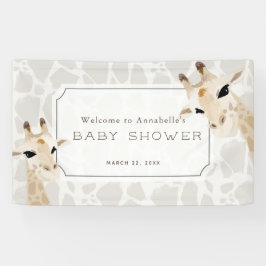 Giraffe Beige Waterverf Baby shower Welkomstteken Spandoek