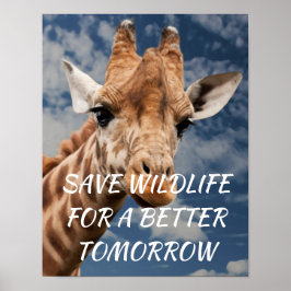Giraffe, bespaar wild voor een betere toekomst poster