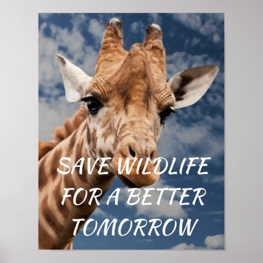 Giraffe, bespaar wild voor een betere toekomst poster (Voorkant)