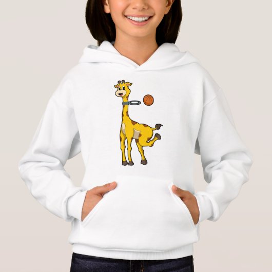 Giraffe bij Basketball met Basketball-hoepel (Voorkant)