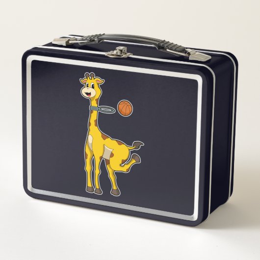 Giraffe bij Basketball met Basketball-hoepel (Voorkant)