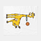 Giraffe bij Basketball met Basketball-hoepel Fleece Deken (Voorkant (Horizontaal))
