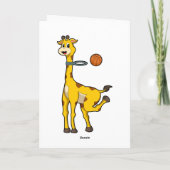 Giraffe bij Basketball met Basketball-hoepel Kaart (Achterkant)