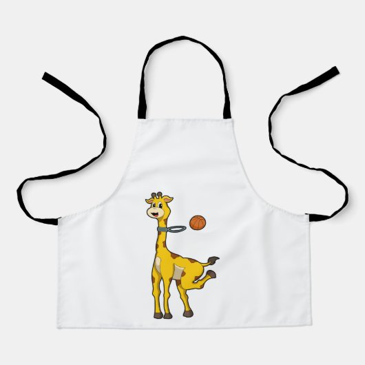 Giraffe bij Basketball met Basketball-hoepel Schort (Voorkant)