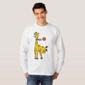 Giraffe bij Basketball met Basketball-hoepel T-shirt (Voorkant volledig)