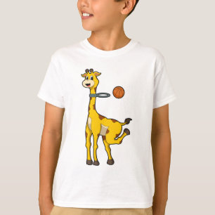 Giraffe bij Basketball met Basketball-hoepel T-shirt