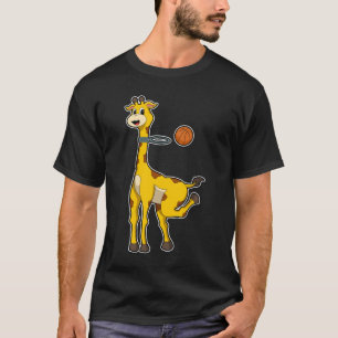 Giraffe bij Basketball met Basketball-hoepel T-shirt