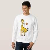 Giraffe bij Basketball met Basketball-hoepel Trui (Voorkant volledig)