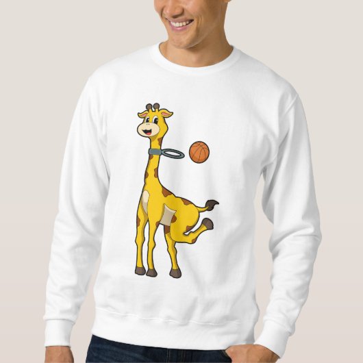 Giraffe bij Basketball met Basketball-hoepel Trui (Voorkant)