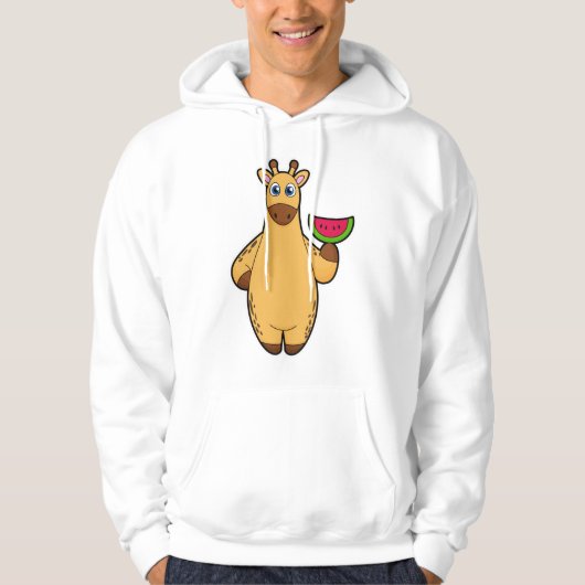 Giraffe bij Eten met Watermeloen Hoodie (Voorkant)