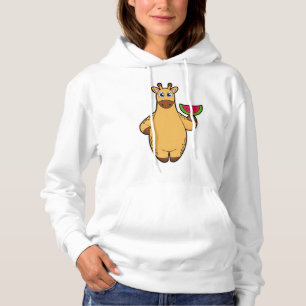 Giraffe bij Eten met Watermeloen Hoodie