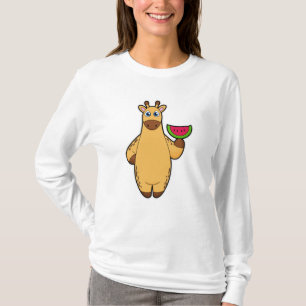 Giraffe bij Eten met Watermeloen T-shirt