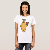 Giraffe bij Eten met Watermeloen T-shirt (Voorkant volledig)