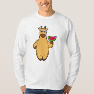 Giraffe bij Eten met Watermeloen T-shirt
