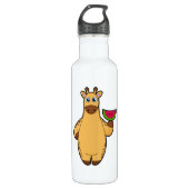 Giraffe bij Eten met Watermeloen Waterfles (Voorkant)