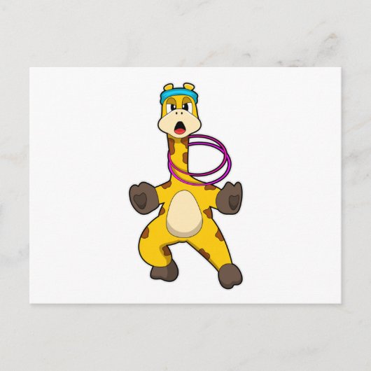Giraffe bij fitness met schommelring briefkaart (Voorkant)
