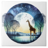 Giraffe bij het maanverlichte meer onder een sterr tegeltje (Voorkant)