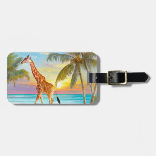 Giraffe bij het strand Tropical Bagagelabel