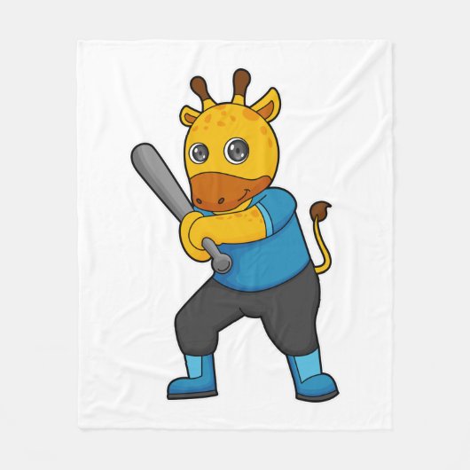 Giraffe bij honkbal met honkbalknuppel fleece deken (Voorkant)