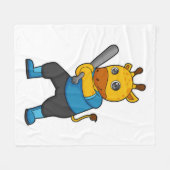 Giraffe bij honkbal met honkbalknuppel fleece deken (Voorkant (Horizontaal))