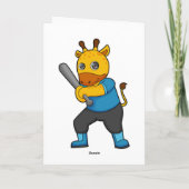 Giraffe bij honkbal met honkbalknuppel kaart (Achterkant)