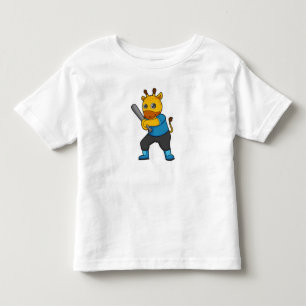 Giraffe bij honkbal met honkbalknuppel kinder shirts