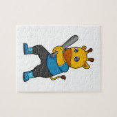 Giraffe bij honkbal met honkbalknuppel legpuzzel (Horizontaal)