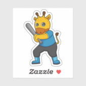 Giraffe bij honkbal met honkbalknuppel sticker (Vel)