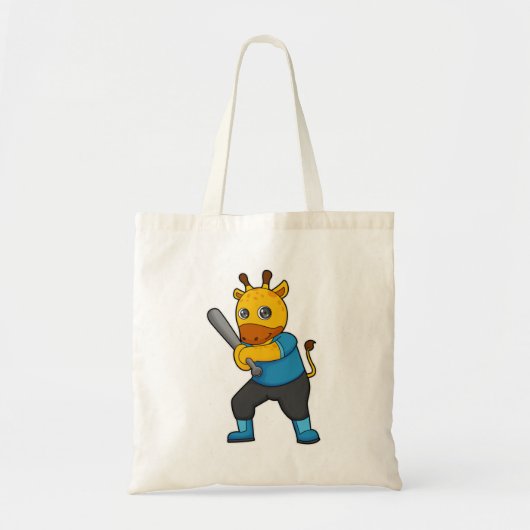 Giraffe bij honkbal met honkbalknuppel tote bag (Voorkant)