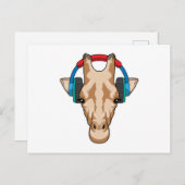 Giraffe bij muziek met hoofdtelefoon briefkaart (Voorkant / Achterkant)