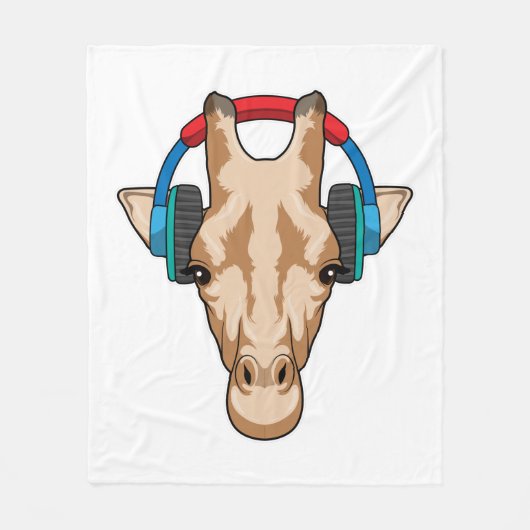 Giraffe bij Muziek met hoofdtelefoon Fleece Deken (Voorkant)