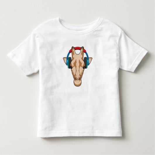Giraffe bij Muziek met hoofdtelefoon Kinder Shirts (Voorkant)