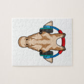 Giraffe bij Muziek met hoofdtelefoon Legpuzzel (Horizontaal)