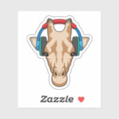 Giraffe bij Muziek met hoofdtelefoon Sticker (Vel)