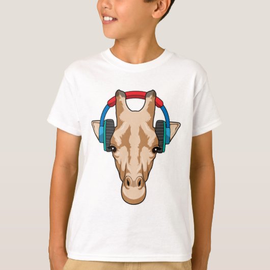 Giraffe bij Muziek met hoofdtelefoon T-shirt (Voorkant)