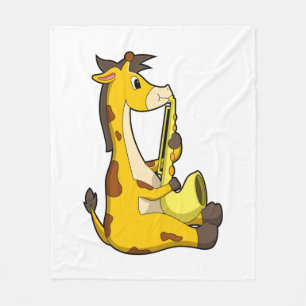 Giraffe bij Muziek met Saxophone.PNG Fleece Deken
