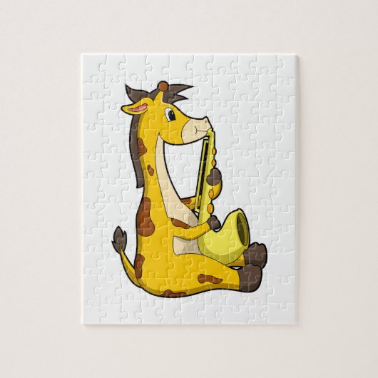Giraffe bij Muziek met Saxophone.PNG Legpuzzel (Verticaal)